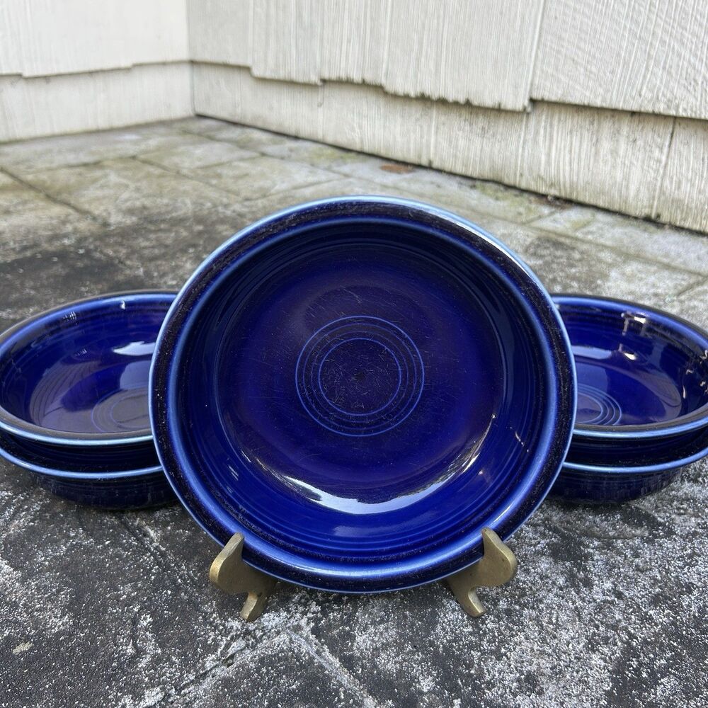 Set of 5 Fiesta Cobalt Blue Cereal Soup Bowls HLC Made in USA Post 1986 Retired